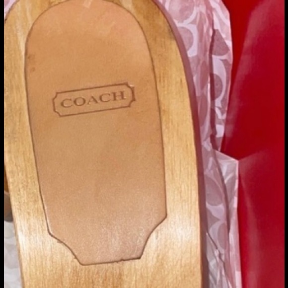 Vintage RARE Coach Wristlet/Matching Wood Heels Pink Signature Logo Valentines - Picture 3 of 4